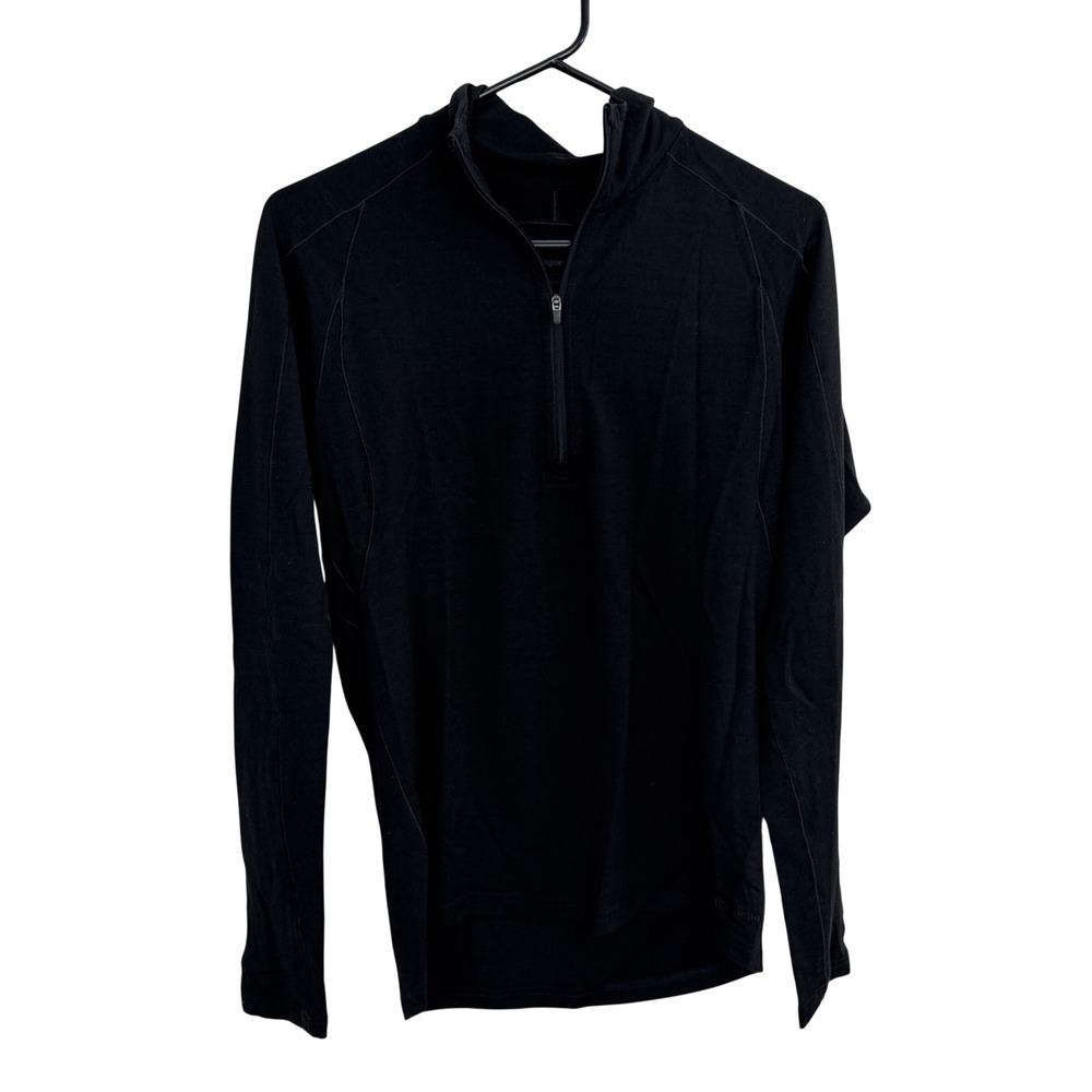 Patagonia Pullover Mens Small Black Capilene Midweight 1/4 Zip Layer Wool Poly